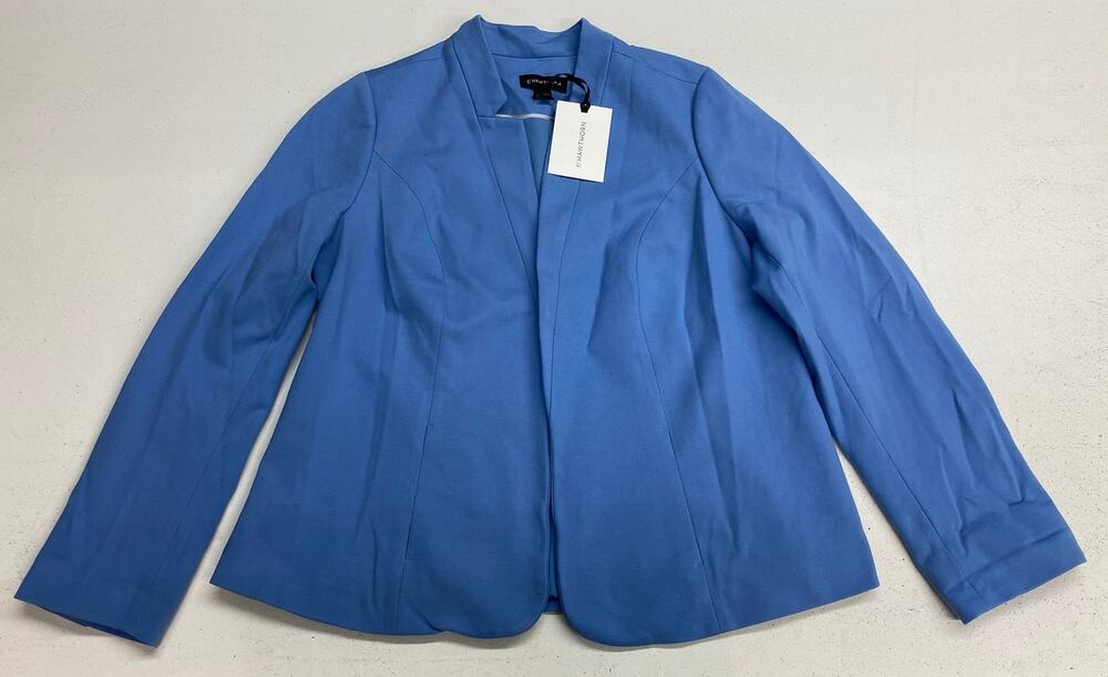 NEW Women 41 Hawthorn Stella Notched Collar Ponte Carolina blue open blazer 1X